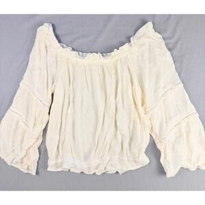 Maurices Off Shoulder Peasant Blouse Womens Large Cream Boho Bell Sleeve Top